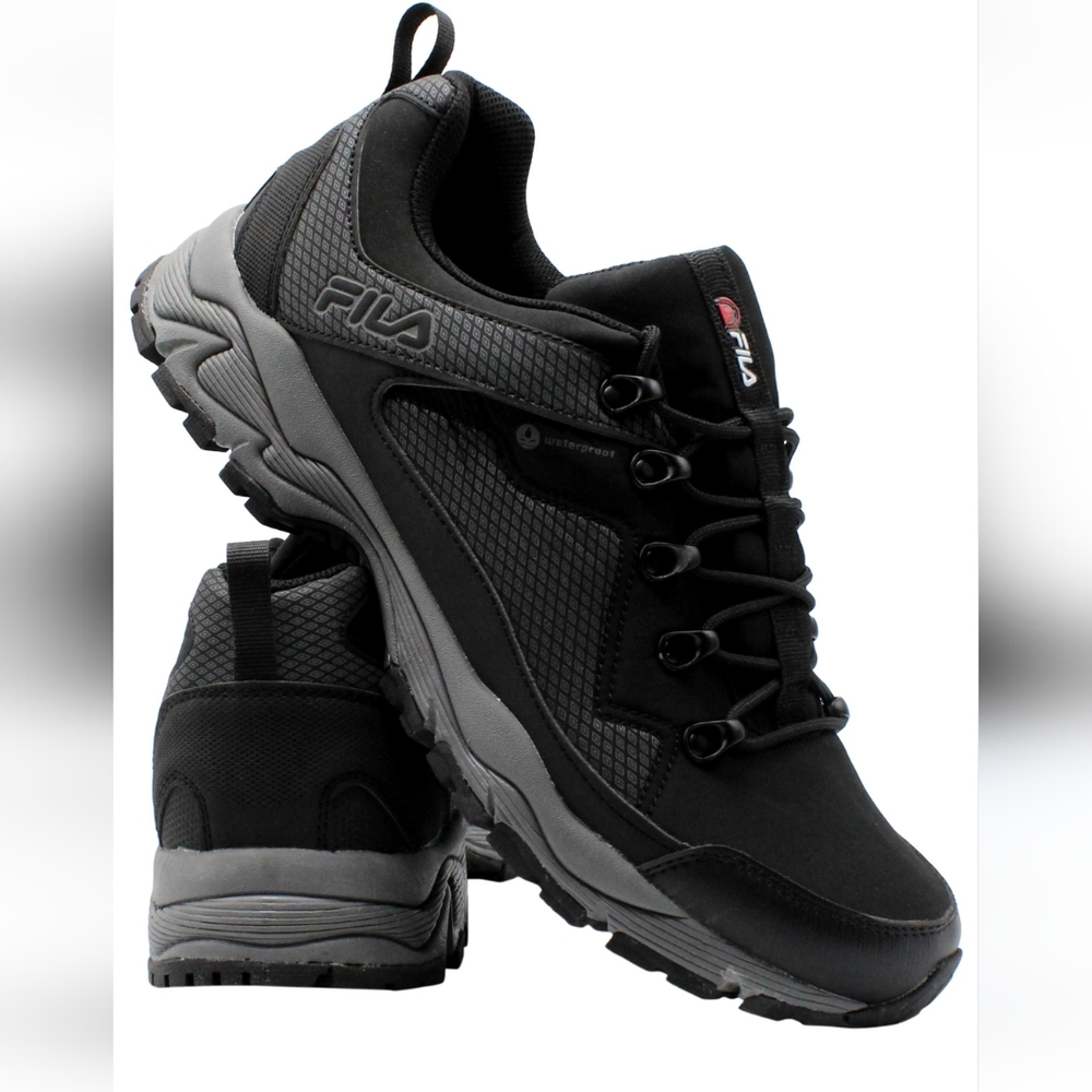 NWOT Fila Men's Switchback 2 WaterProof Hiking Shoe Black/Grey